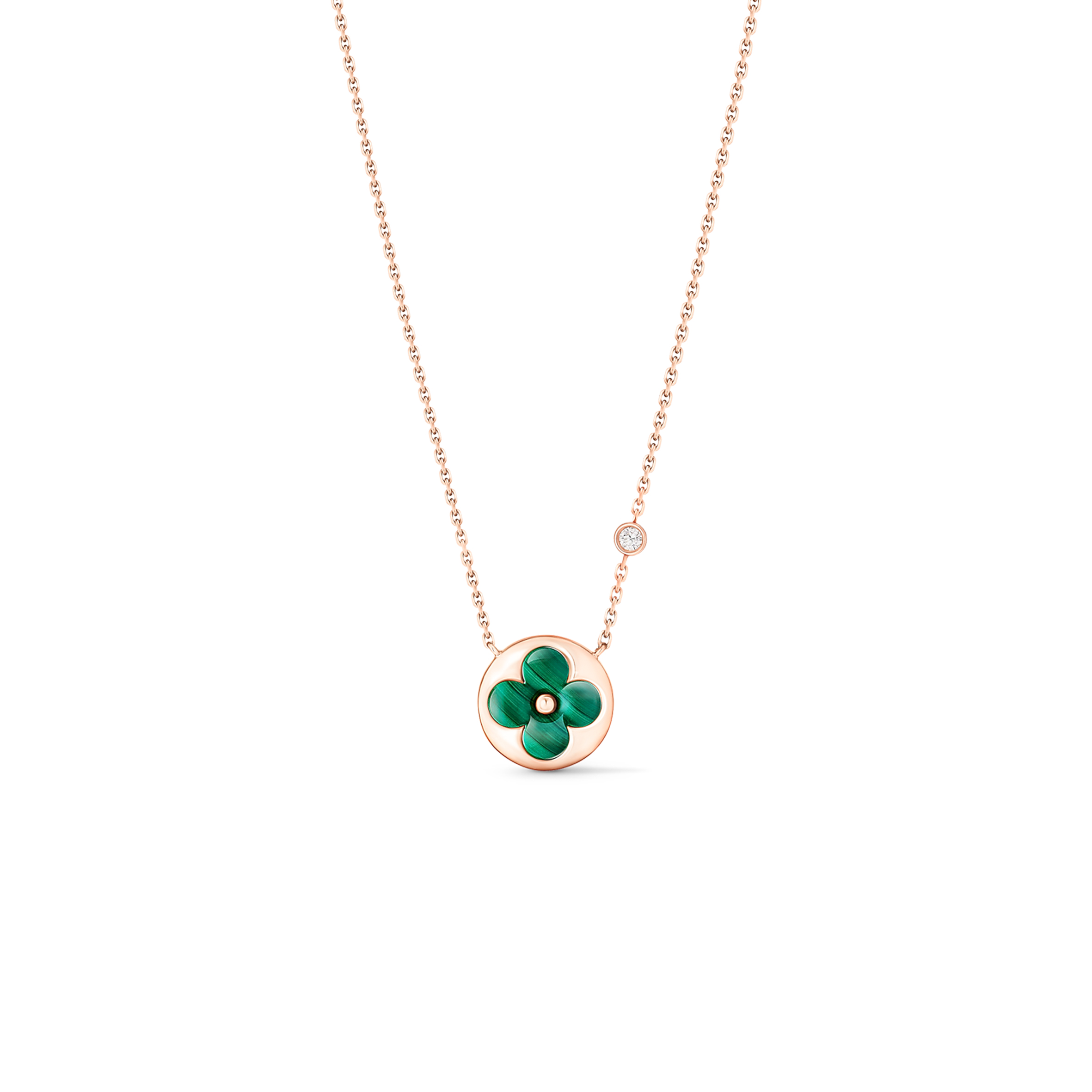 LOUIS VUITTON COLOUR BLOSSOM BB SUN PENDANT, PINK GOLD, MALACHITE AND DIAMOND Q93619 LOUIS VUITTON COLOUR BLOSSOM BB SUN PENDANT, PINK GOLD, MALACHITE AND DIAMOND Q93619